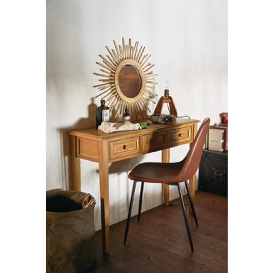 ラタン　ウォールミラー　韓国インテリア　壁掛け　立てかけ　藤製