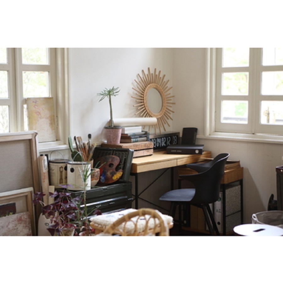 ラタン　ウォールミラー　韓国インテリア　壁掛け　立てかけ　藤製