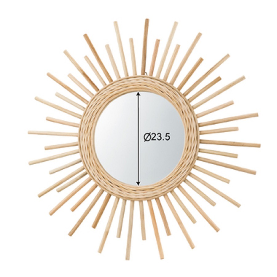 ラタン　ウォールミラー　韓国インテリア　壁掛け　立てかけ　藤製