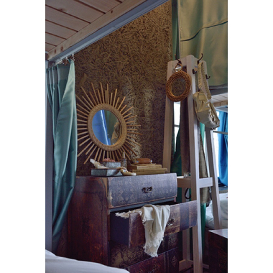 ラタン　ウォールミラー　韓国インテリア　壁掛け　立てかけ　藤製