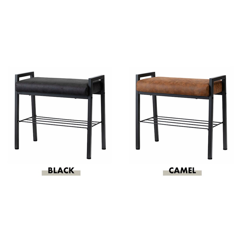 クロスレザー×スチールの棚板付き【バベルスツール】BLACK(ブラック)送料無料 niki.