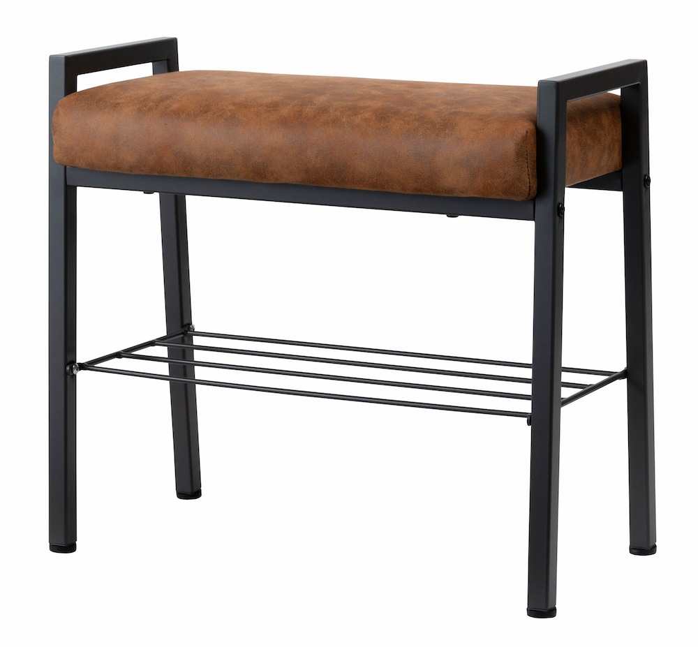 クロスレザー×スチールの棚板付き【バベルスツール】BLACK(ブラック)送料無料 niki.