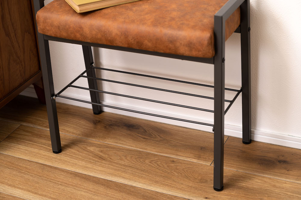 クロスレザー×スチールの棚板付き【バベルスツール】BLACK(ブラック)送料無料 niki.