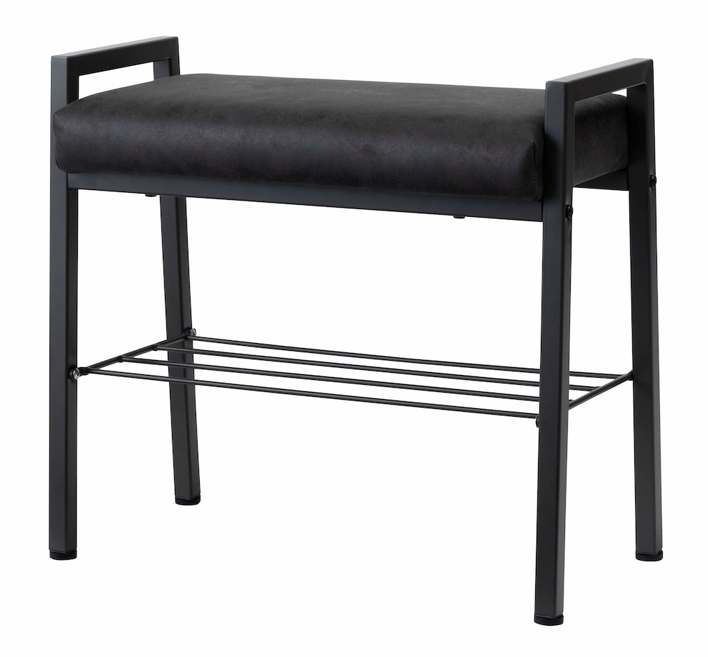 クロスレザー×スチールの棚板付き【バベルスツール】BLACK(ブラック)送料無料 niki.