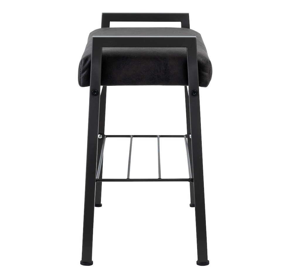 クロスレザー×スチールの棚板付き【バベルスツール】BLACK(ブラック)送料無料 niki.