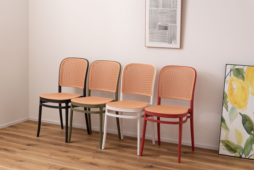 ラタン調のデザイン『グレイスチェア』スタッキング可能で重ねて収納できる軽量チェア [まとめ買いで最大10%OFF対象商品]送料無料