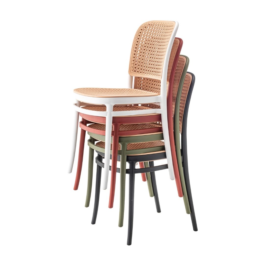 ラタン調のデザイン『グレイスチェア』スタッキング可能で重ねて収納できる軽量チェア [まとめ買いで最大10%OFF対象商品]送料無料