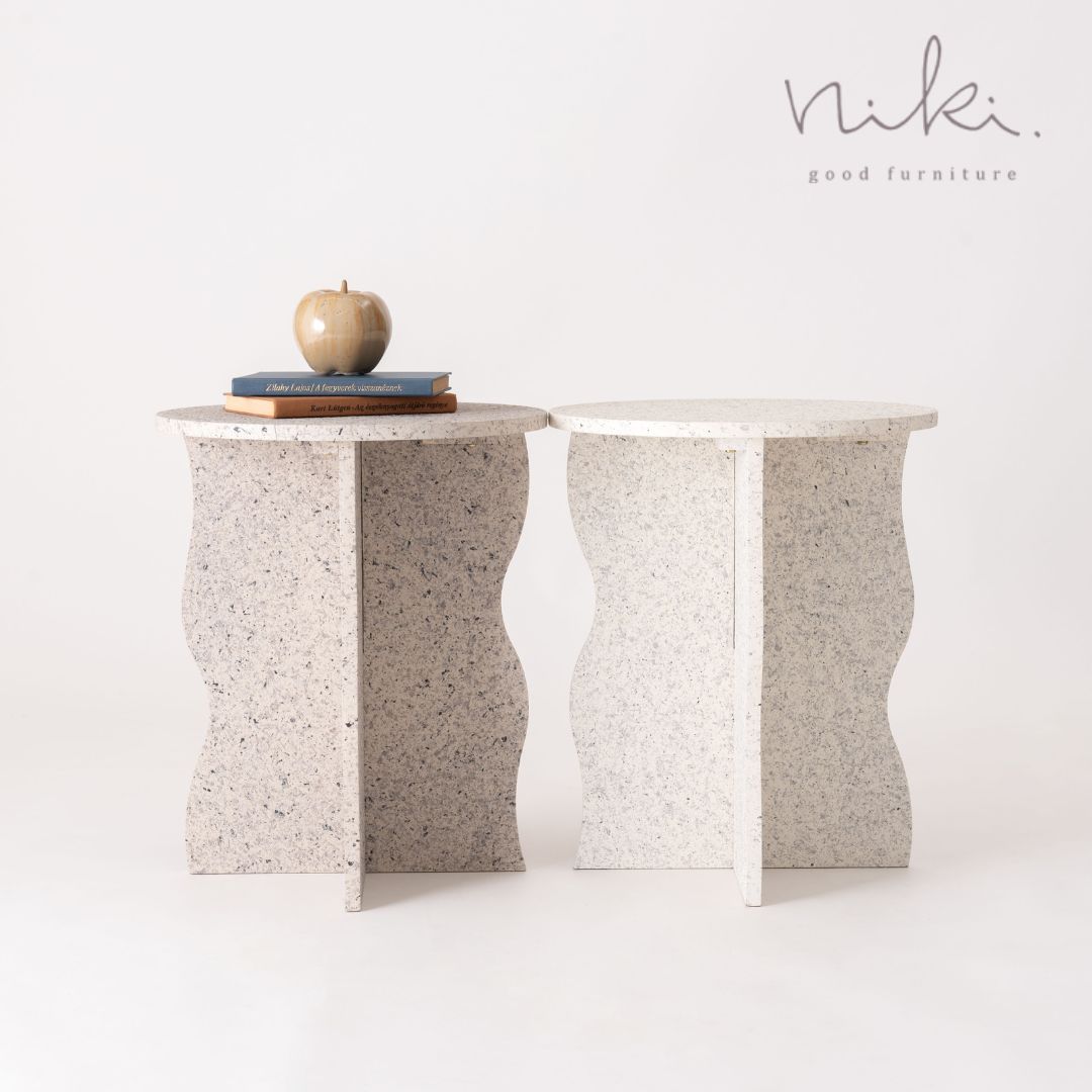 待望の再入荷！！！テラゾー柄サイドテーブル「marble-マーブル-」　ベッドサイド・リビングに。韓国インテリア石のテーブル