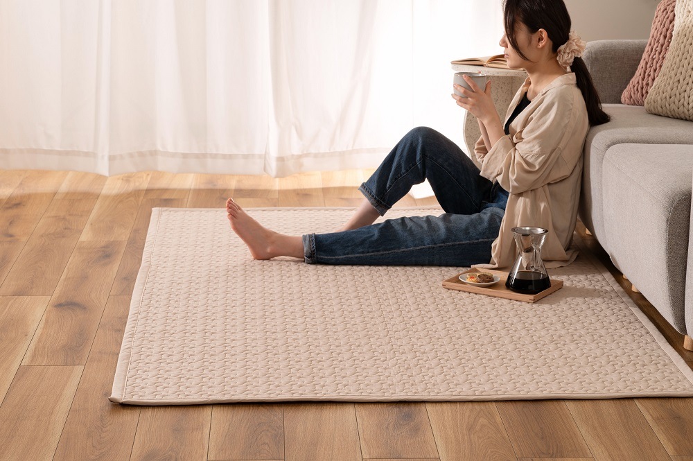 【洗濯機OK】お子様にも安心　コットン１００％のイブルラグ　190×130　夏用キルトラグ　　