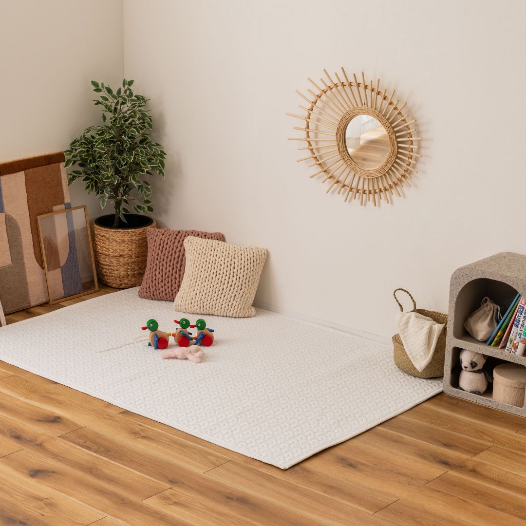 新品・未使用】綿麻素材を使った2重ガーゼのキルトラグ 約190×190 2帖