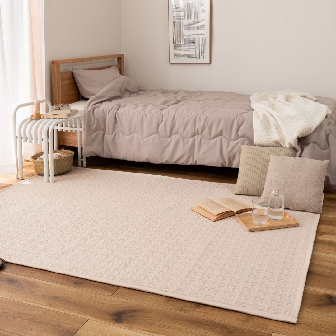 【洗濯機OK】お子様にも安心　コットン１００％のイブルラグ　190×130　夏用キルトラグ　　