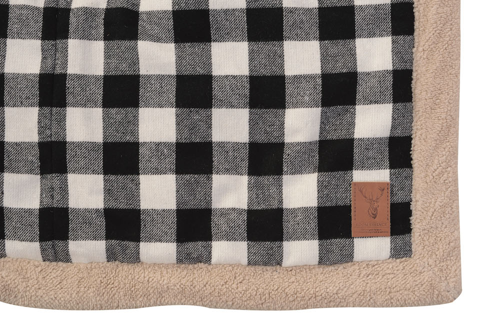 おしゃれなチェック柄のあったか薄掛コタツ布団 長方形 モダン白黒