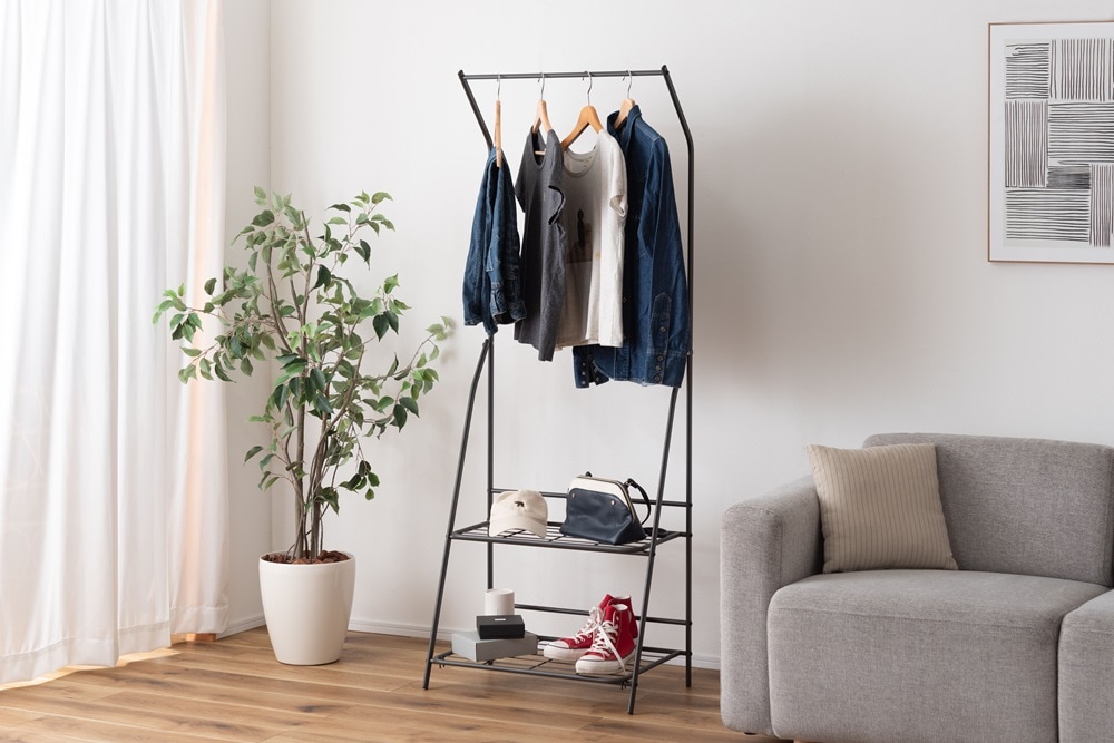 折りたためる大容量『ハンガーラック』 グリーンスタンドやお子様のランドセル収納などに 【まとめ買いで最大10%OFF対象商品】