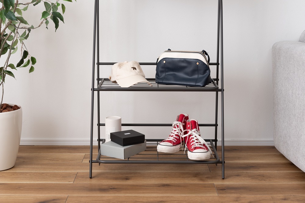 折りたためる大容量『ハンガーラック』 グリーンスタンドやお子様のランドセル収納などに 【まとめ買いで最大10%OFF対象商品】