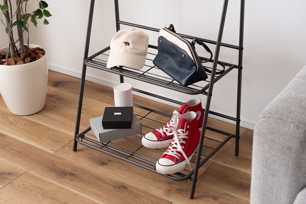 折りたためる大容量『ハンガーラック』 グリーンスタンドやお子様のランドセル収納などに 【まとめ買いで最大10%OFF対象商品】