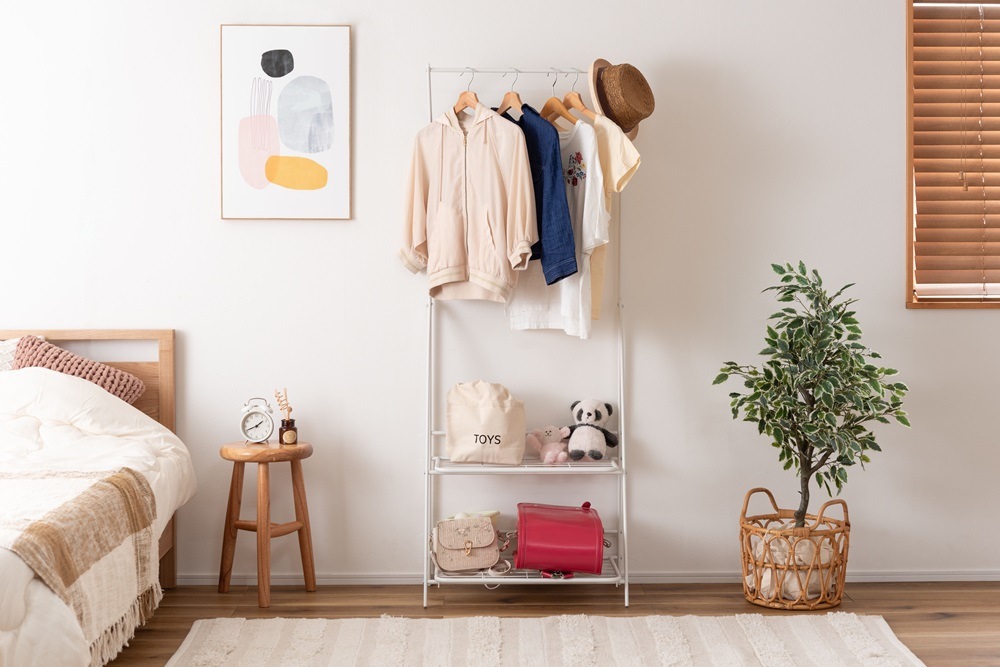 折りたためる大容量『ハンガーラック』 グリーンスタンドやお子様のランドセル収納などに 【まとめ買いで最大10%OFF対象商品】