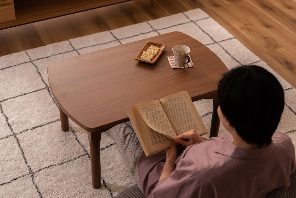 2WAYコタツテーブル（ブラウン）シーンに合わせて高さ変えられるコンパクトサイズのパーソナルコタツ