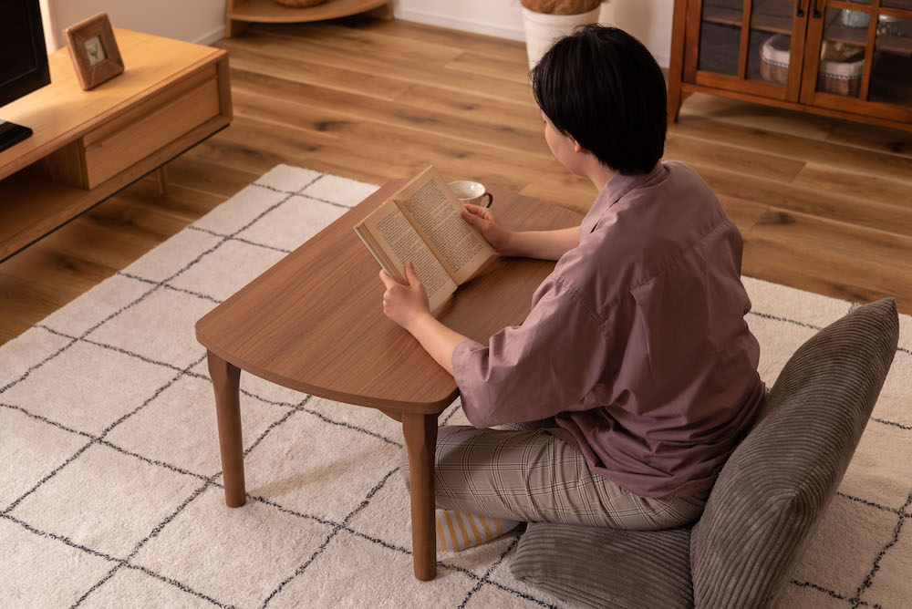 2WAYコタツテーブル（ブラウン）シーンに合わせて高さ変えられるコンパクトサイズのパーソナルコタツ