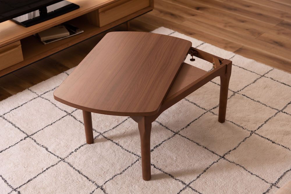 2WAYコタツテーブル（ブラウン）シーンに合わせて高さ変えられるコンパクトサイズのパーソナルコタツ