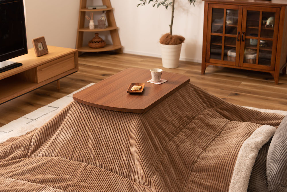 2WAYコタツテーブル（ブラウン）シーンに合わせて高さ変えられるコンパクトサイズのパーソナルコタツ