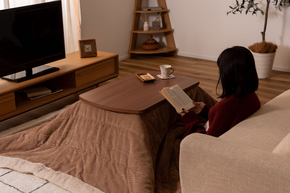 2WAYコタツテーブル（ブラウン）シーンに合わせて高さ変えられるコンパクトサイズのパーソナルコタツ