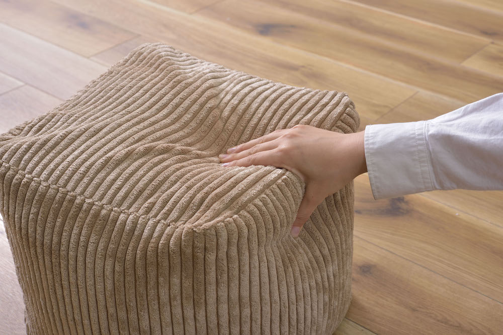 コーデュロイ調ビーズクッション ROOM ESSENCE幅30cm（ベージュ）