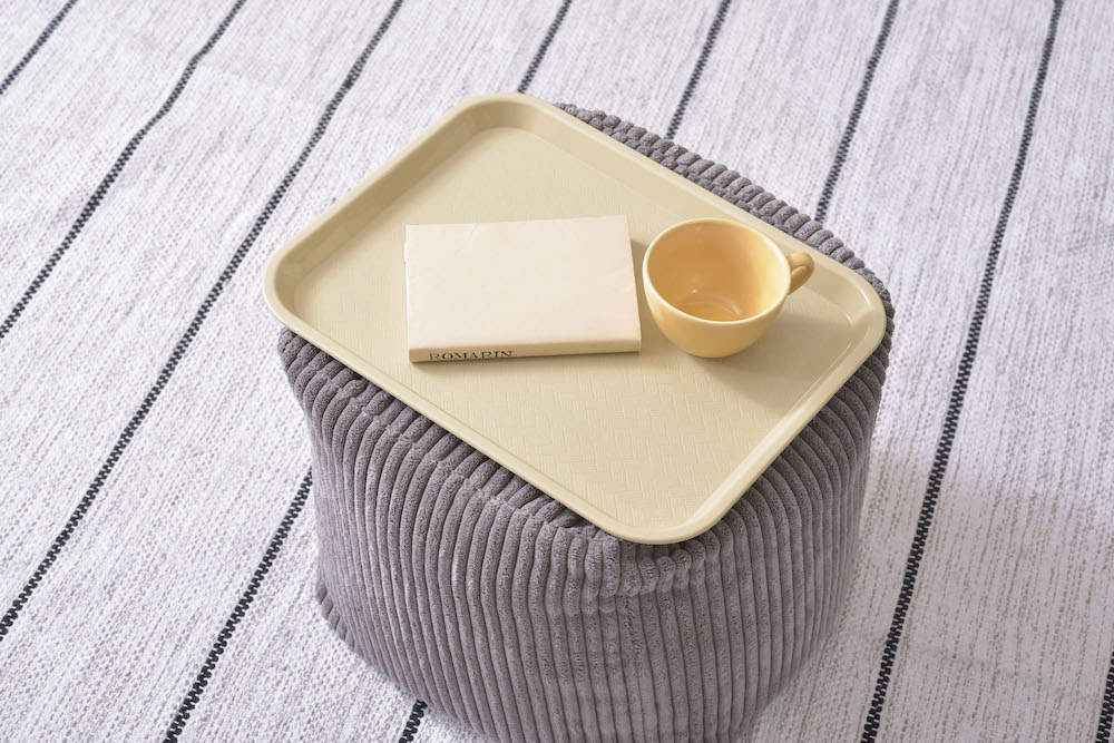 コーデュロイ調ビーズクッション ROOM ESSENCE幅30cm（グレー）