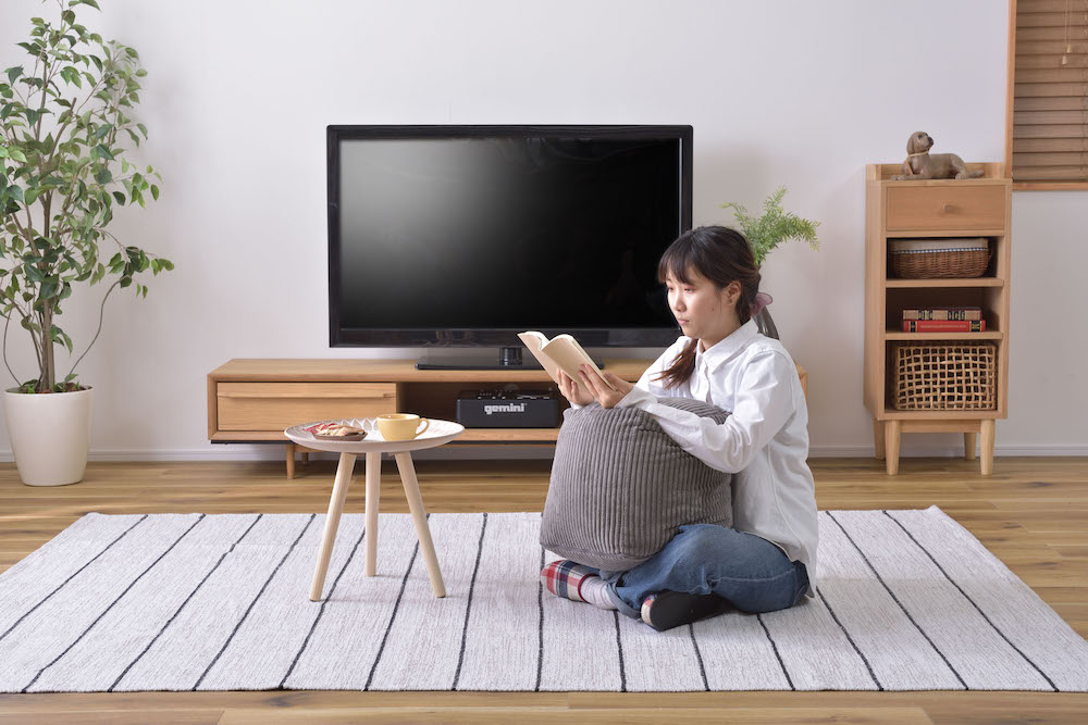 コーデュロイ調ビーズクッション ROOM ESSENCE幅30cm（グレー）