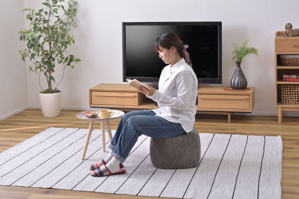 コーデュロイ調ビーズクッション ROOM ESSENCE幅30cm（グレー）