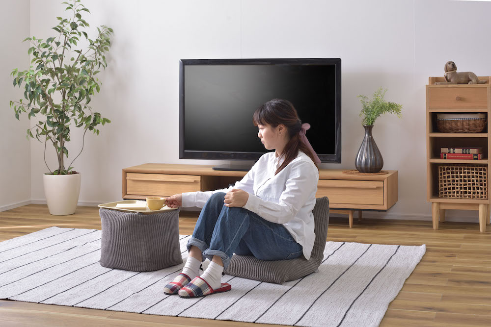 コーデュロイ調ビーズクッション ROOM ESSENCE幅30cm（グレー）