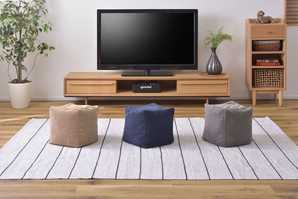 コーデュロイ調ビーズクッション ROOM ESSENCE幅30cm（グレー）