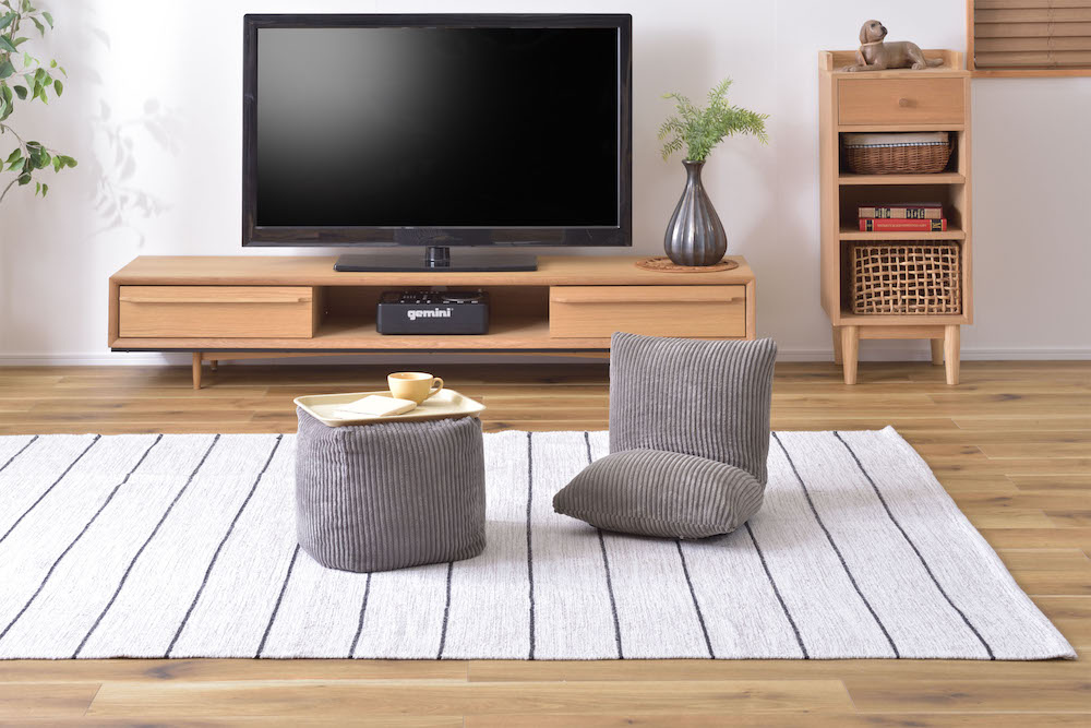 コーデュロイ調ビーズクッション ROOM ESSENCE幅30cm（グレー）