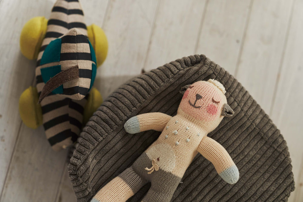 コーデュロイ調ビーズクッション ROOM ESSENCE幅30cm（グレー）