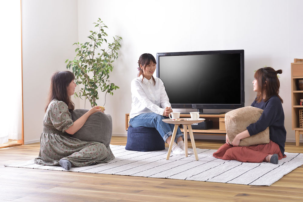 コーデュロイ調ビーズクッション ROOM ESSENCE幅30cm（ネイビー）