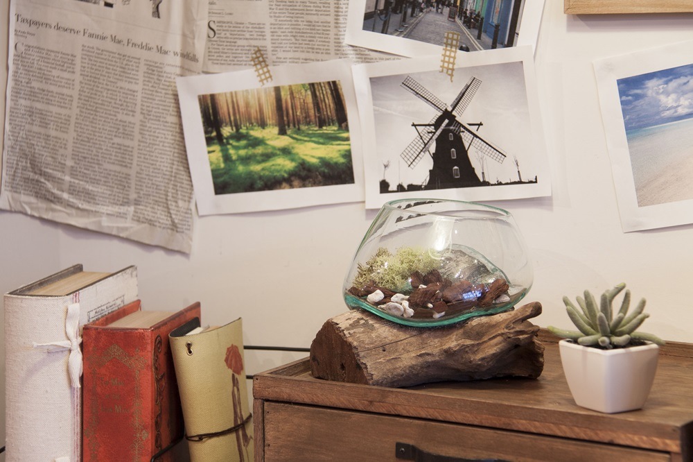 吹きガラスと天然流木の世界にひとつのガラスオブジェ/テラリウム・フラワーベース・小生物の水槽などに 【まとめ買いで最大10%OFF対象商品】