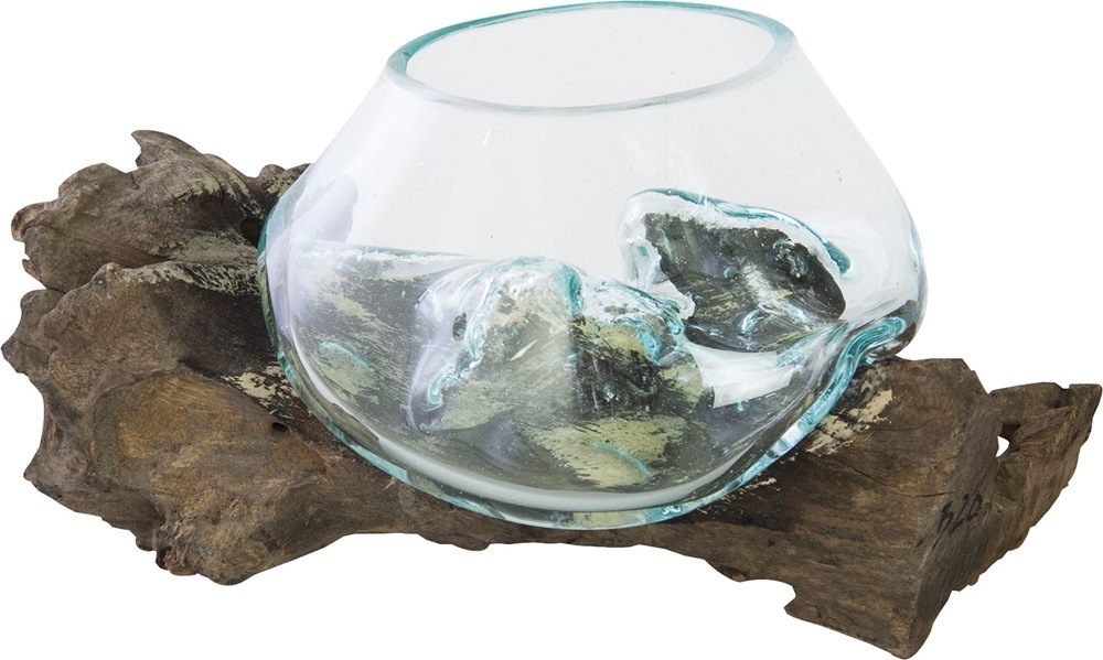 吹きガラスと天然流木の世界にひとつのガラスオブジェ/テラリウム・フラワーベース・小生物の水槽などに 【まとめ買いで最大10%OFF対象商品】