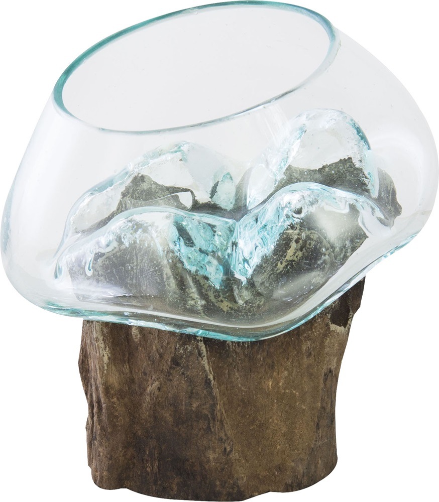 吹きガラスと天然流木の世界にひとつのガラスオブジェ/テラリウム・フラワーベース・小生物の水槽などに 【まとめ買いで最大10%OFF対象商品】