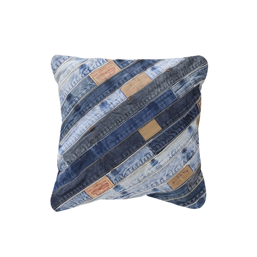 デニムのデザインクッション 45cm角 インド製（タイプB）