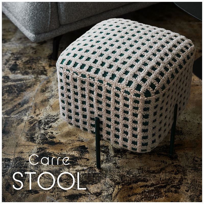 ■■■■■■NEW■■■■■■ギンガムチェックのぽこぽこ素材とアイアン脚のスツール/韓国インテリア/レッド/グリーン