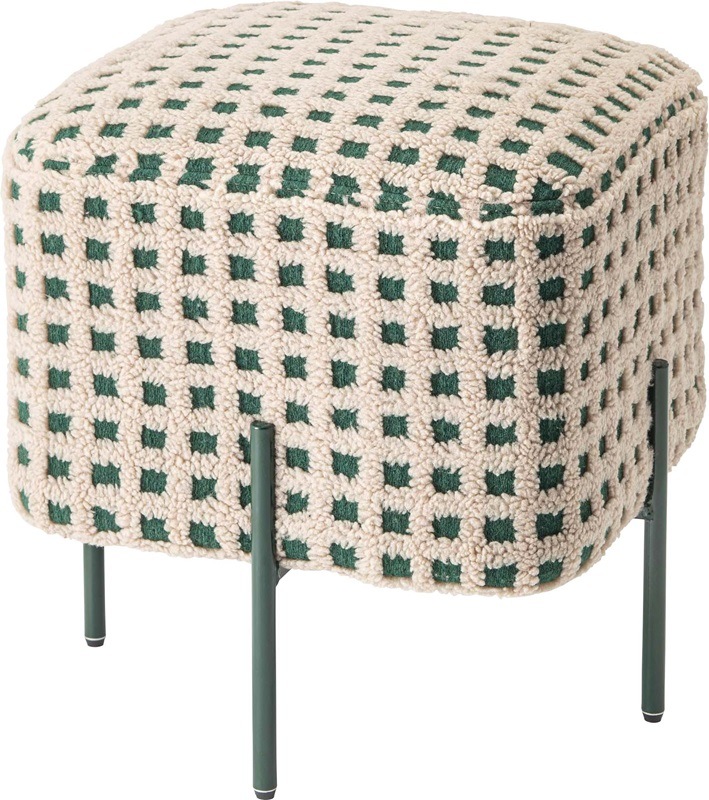 ■■■■■■NEW■■■■■■ギンガムチェックのぽこぽこ素材とアイアン脚のスツール/韓国インテリア/レッド/グリーン