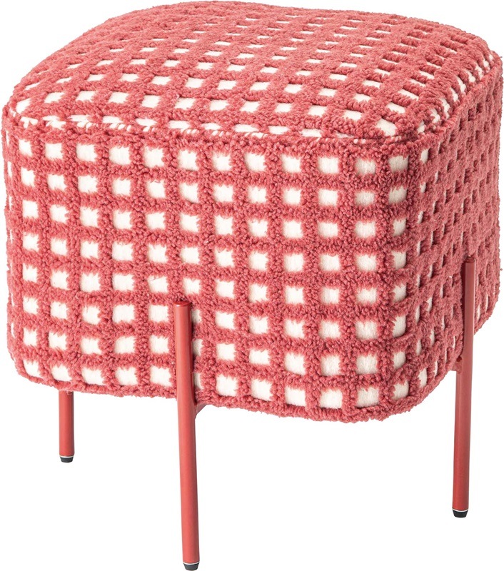 ■■■■■■NEW■■■■■■ギンガムチェックのぽこぽこ素材とアイアン脚のスツール/韓国インテリア/レッド/グリーン