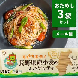 【お試し商品】3個入　もちもち長野県産小麦のスパゲッティ　メール便送料込
