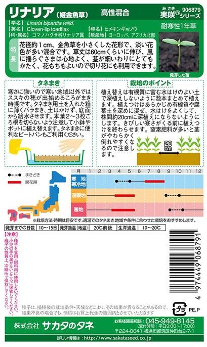 リナリア様 オーダーページ サカタのタネ リナリア（姫金魚草）・高性混合 【郵送対応