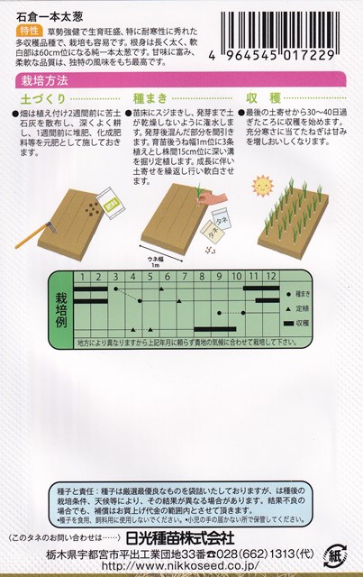 日光種苗 石倉一本太葱（石倉ねぎ・ネギ）のタネ [内容量：3ml]【1722