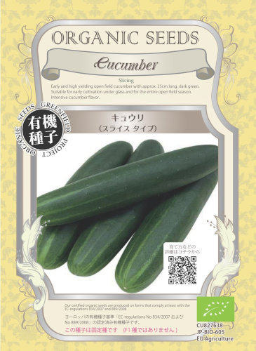 有機種子】 キュウリ（スライスタイプ）約20粒【郵送対応