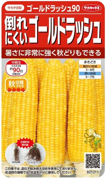 サカタのタネ トウモロコシ 倒れにくい ゴールドラッシュ90 21ml