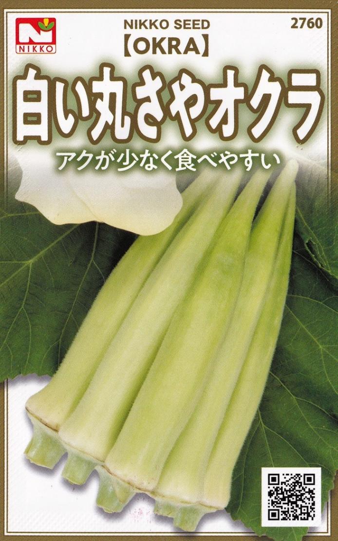 日光種苗 白い丸さやオクラ（白オクラ）のタネ [内容量：3ml]【2760