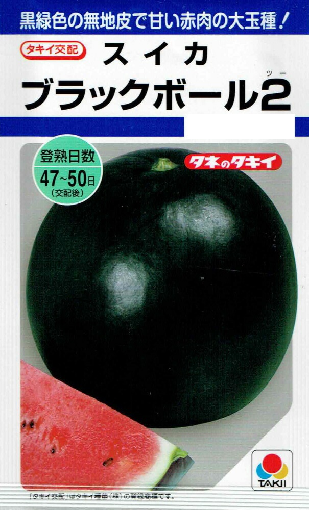タキイ種苗 スイカ ブラックボール2のタネ[内容量：約9粒]DF
