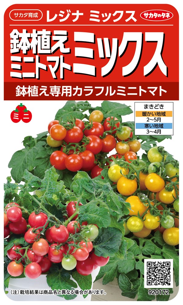 ミニトマトのタネ サカタのタネ ミニトマト レジナミックスのタネ[内容量：0.6ml