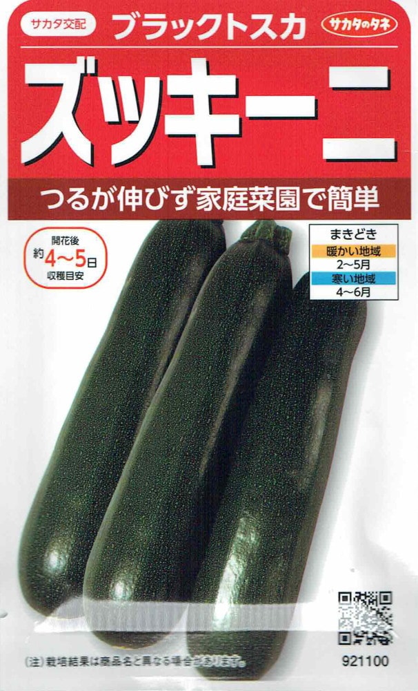 サカタのタネ ズッキーニ ブラックトスカのタネ[内容量：4ml
